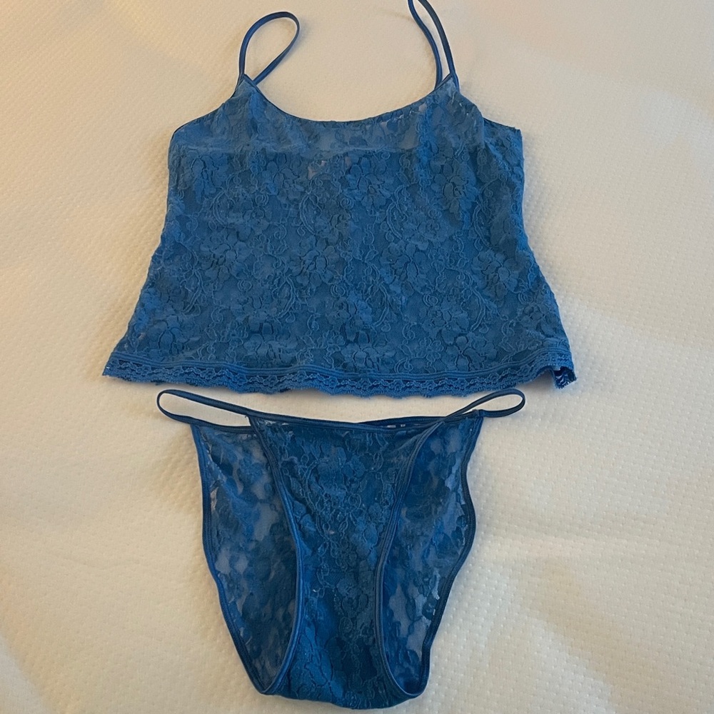 Victoria's Secret Blue Lace Panty Set